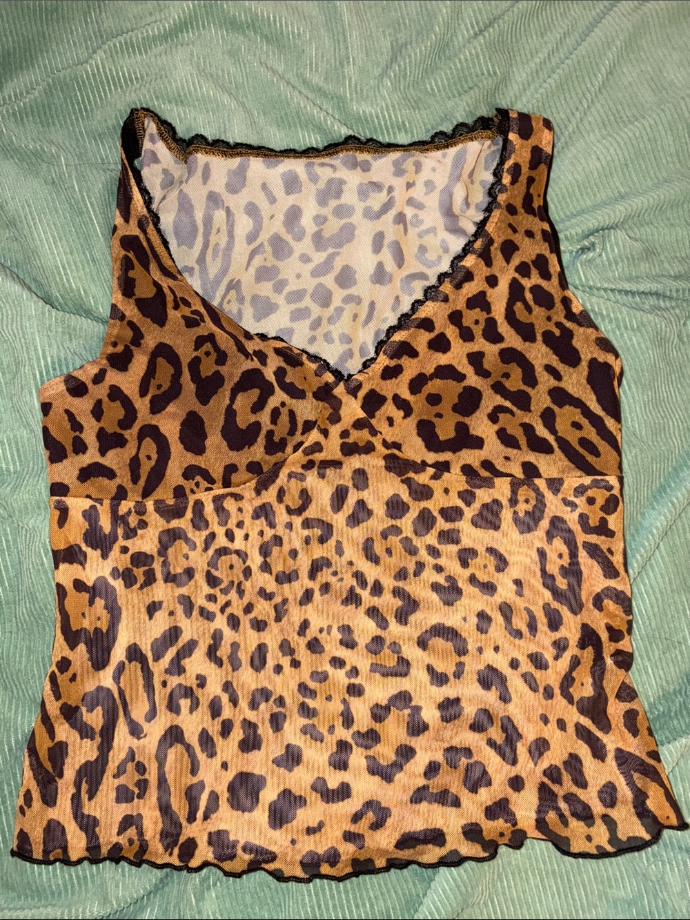 SHEIN Leopard Print Mesh Top in Brown and Black